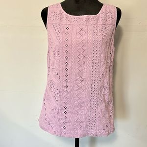 Talbots purple eyelet sleeveless shell top- size 8
